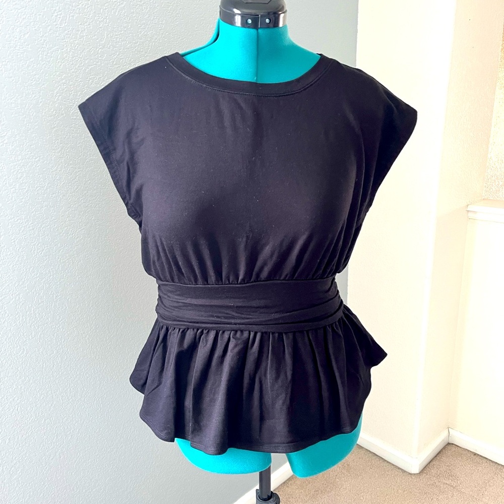 Anthropologie Postmark Black Peplum Top
